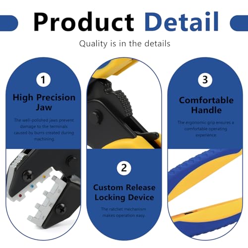Wire Crimping Tool for Heat Shrink Wire Connectors AWG 20-10 Ratchet Wire Terminal Crimper Insulated Nylon Connectors and Electrical Wire Connectors Ratcheting Crimping Plier
