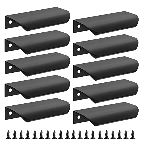 Malimali 10 Pack 3.15" Black Edge Finger Pulls for Cabinets, Drawer Pulls - color: Matte Black, size: 80mm/3.15" (10Pcs)