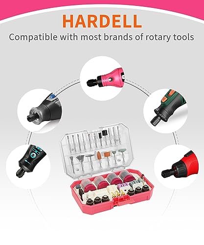 HARDELL Rotary Accessory Kit w/ 1/8" Shanks, Sanding & Carving Pink - color: Pink