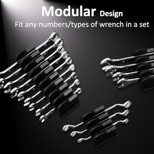 DEHOYI 80 pcs Modular Wrench Organizers for Tool Drawers - Wrench Rack with Metric & SAE Labels, Perfect Tool Storage Holder. Gift for father, brother and boyfriend (No Magnet, Black) - style: No-Magnet(80 pcs Black)