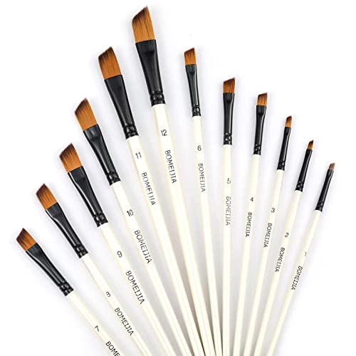 GETHPEN Angular Paint Brushes Set, Angled Paint Brush for Acrylic, 12PCS - style: Angular