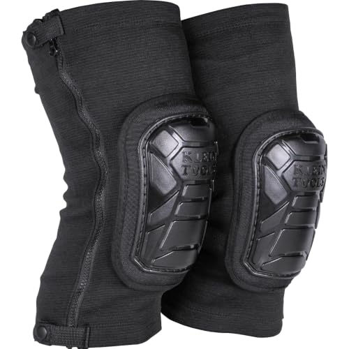 Klein Tools 60628 Tough-Flex Knee Sleeves for Work, Construction, Low-Profile Sleeve with Zipper, Gel-Like Foam, Black, S/M - size: S/M