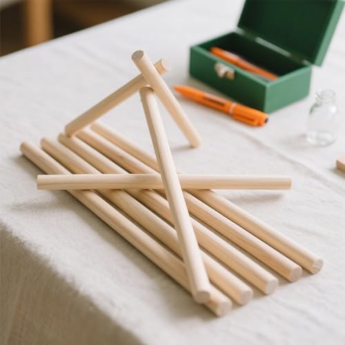 Wooden Dowel Rods 3/8"x10" Unfinished Solid Wood (18PCS,9.5 x 254mm)