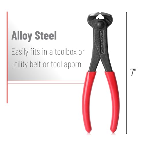 Bates- Nail Puller, 7 Inch Steel End Cutting Pliers - color: Red, size: 7", 1 Pack