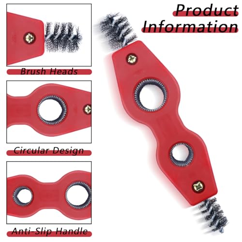 4 in 1 Copper Tubing Brush, 1/2 in and 3/4 in Copper Pipe Cleaner, Stainless Steel Coppers Tubing Wire Brush Cleaning Inside and Outside Thread, for Plumbing Installation, Soldering, Coppers Pipes - style: Red