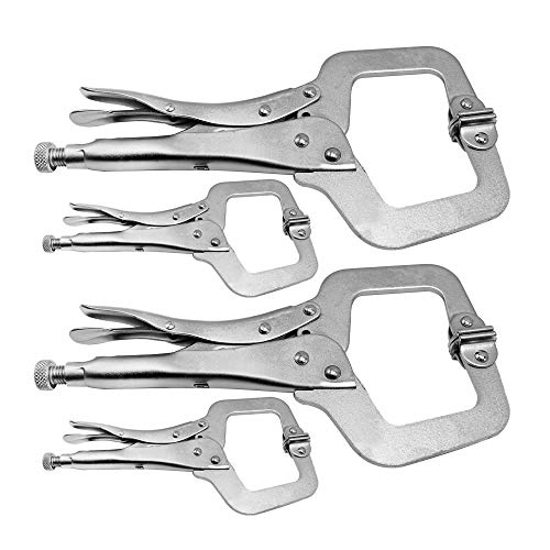 Anxingo 4 Pack Heavy Duty C-Clamp Locking, (2x6" + 2x11" Tips) C-Clamps with Swivel Pads for Craftsman Home Workshop - size: 2 × 6" + 2 × 11"
