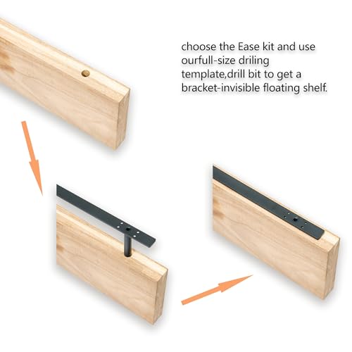 16'' Heavy-Duty Hidden Floating Shelf Bracket – 210 LBS Max Load (Mounted on Studs), Floating Mantel Bracket for Fireplace & Wall Shelves, Includes Easy Installation Kit（16 inch Brackets） - size: 16 Inch - With Ease Kit
