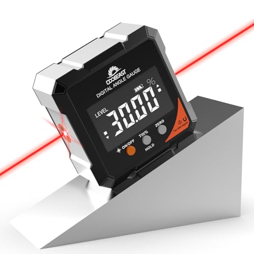 Digital Angle Finder with Laser 4-side Magnetic Angle Gauge Rechargeable - color: Grey
