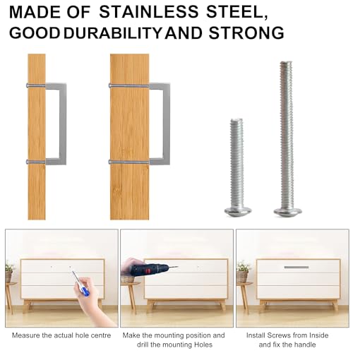 Cabinet Pulls Brushed Nickel Cabinet Handles Square Drawer Pulls, 5 Pack 11-1/3 Inch Stainless Steel Kitchen Door Cupboard Cabinet Handles, Cabinet Hardware Drawer Handles, 288mm Hole Centers - color: Brushed Nickel, size: Two Hole - 11-1/3 inch Hole Cent