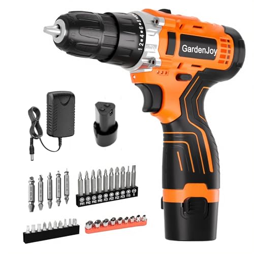 12V Cordless Electric Drill Driver Set, Powerful Lightweight Portable Rechargeable Screwdriver 42pcs Accessories,2-Speed, 24+1 Position for Wood/Wall Drilling & Screw Driving, Home DIY Tool woman man - style: 12V - 2 Batteries - Orange - Basic