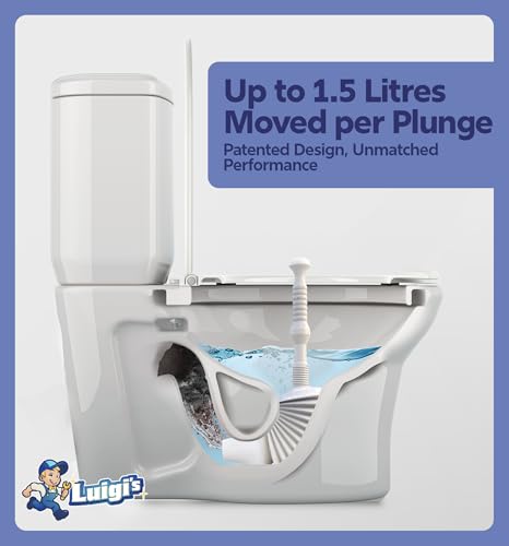 Luigi's Toilet Plunger - Unclogger Plungers for Bathroom - Heavy Duty Clog Remover with Effective Unblocker Bellows Design - Remover Tool to Unblock Toilet Blockage - Grey - size: Grey Toilet Plunger