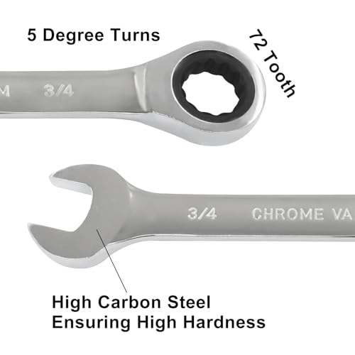 3/4 Inch Ratchet Combination Wrench, Imperial SAE 72-Tooth - size: 19.05 mm