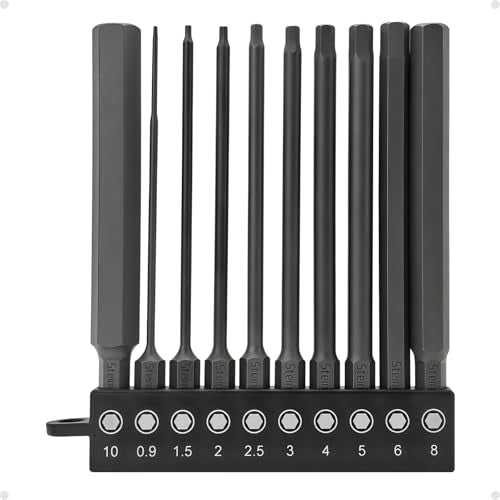 Impact Rated Screwdriver Bit Set, 4" Extended Long Magnetic Power Bits, Premium S2 Steel, Shock-Absorbing Design, 1/4" Hex Shank for Power Drill & Impact Driver (4 Inch Metric Hex) - size: 4 Inch Metric Hex