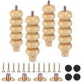 6 Inch Wood Furniture Legs Set of 4 Rubber Wood Couch Legs Round Furniture Replacement Mid Century Natural Bun Feet for Desk Dresser Sofa Cabinet Ottoman Chair and Bed - color: Natural, size: 6 Inch