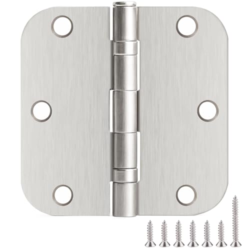 TDCHINGES Rounded Brushed Nickel Door Hinges 3.5" 5/8" Radius Lasting Mute - color: Satin Nickel-Rounded, size: 1 Pack-Ball Bearing-lasting no squeak