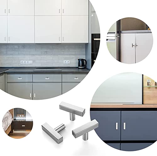 Ravinte 1 Pack Brushed Nickel T Bar Square Cabinet Knobs 2in Cabinet Pulls | Brushed Nickel Finish, Solid Metal, Easy Install, Screws Included, Hardware, Kitchen, Bathroom, Drawers, Cabinets - color: Brushed Nickel, size: 1 Pack, style: Square