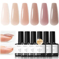 modelones Skin Tone Rubber Base Gel Polish Set 6 Color Builder Nail Gel - color: Natural Nude Base