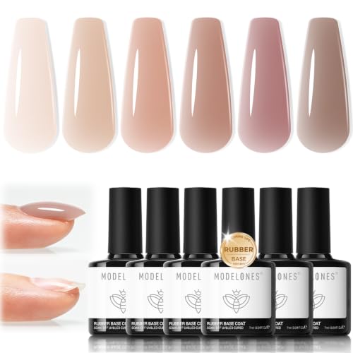 modelones Skin Tone Rubber Base Gel Polish Set 6 Color Builder Nail Gel - color: Natural Nude Base