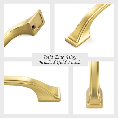 3-3/4 Inch Brushed Gold Cabinet Pulls Arch Handles 10 Pack P2409 - color: Brushed Gold, size: 3-3/4" Hole Centers-10 Pcs