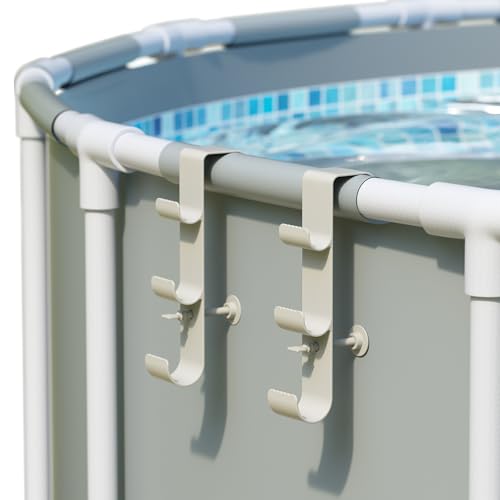 [Patented] POOLHOUR 3-Hook Pool Pole Hanger for Above Ground Pools