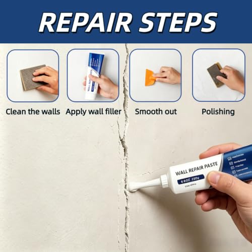 Efficient Drywall Repair Kit, Drying Wall Repair Paste, Spackle Wall Repair Spackle for Nail Holes, Cracks, Scratches & Graffiti, Home DIY Use (2 Pack)