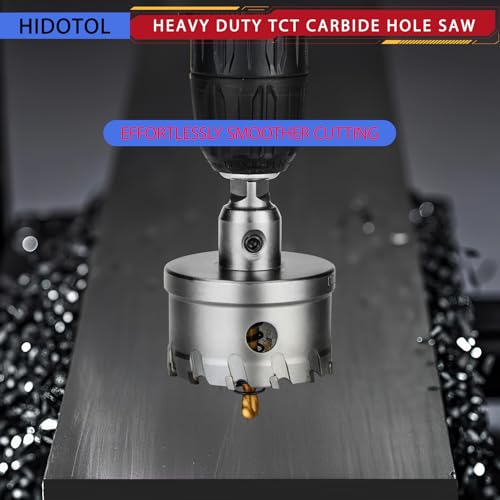 HIDOTOL 20PC TCT Carbide Hole Saw Kit 1/2" - 2-1/8" Tungsten Carbide Drill Bits Set with Titanium Pilot & L-Wrench, for Hard Metal Stainless Steel, Iron, Aluminum with Aluminium Case. - size: LZ-HOLE SAWS-20