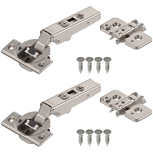 Blum Clip top BLUMOTION Hinge Kit (1 Kit), Full Overlay, 110° Opening Angle, Steel, Soft Close Euro-Style Hinges with Clip Mounting Plate for Frameless Cabinets - size: 1 Kit