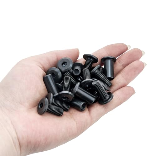 25 Pcs M8x20mm Black Furniture Bolt Cabinet Connector Screws for Furniture - size: M8x20mm