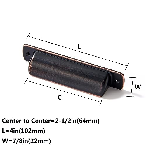 khtumeware 10 Pack 2-1/2"(64mm) Oil Rubbed Bronze Drawaer Pulls Cabinet Cup Pulls Kitchen Hardware Bin Cup Drawer Pulls Drawer Handles Knobs. - color: Oil Rubbed Bronze, size: Cup Pulls 2-1/2" Hole Center