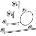 5 Pieces Brushed Nickel Bathroom Hardware Set Include 16inch Towel Bar,2pcsTowel Hooks,Toilet Paper Holder,Hand Towel Ring Round SUS304 Stainless Steel Bathroom Accessories Set Heavy Duty Wall Mounted - color: Brushed Nickel, size: 5 piece 16"