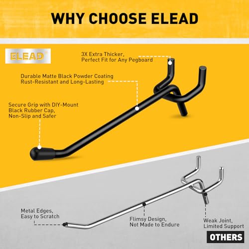 ELEAD 60-Piece 4 Inch Extra Thick Pegboard Hooks, Heavy Duty Peg Board Organizer Accessories, Peg Board Tool Hangers Fit for 1/4" Pegboard Hanging Tools Garage, Workshop, and Craft Storage - style: 60-Piece 4 Inch extra thick