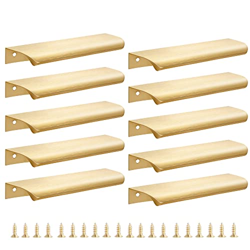 Malimali 10 Pack 6" Gold Edge Finger Pulls for Cabinets, Drawer Handles - color: Brushed Gold, size: 150mm/6" (10Pcs)