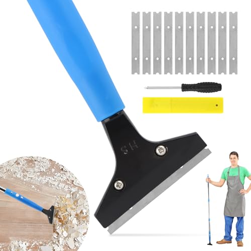 Heavy Duty Floor Scraper, 4" Wide Razor Blade with 48" Long Handle