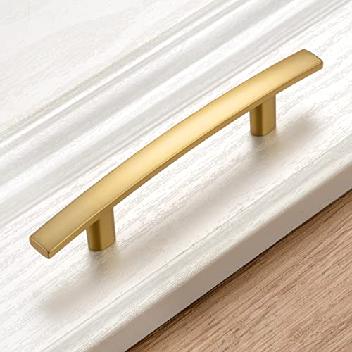 KOOFIZO 10 Pack 3 in Brushed Gold Cabinet Pulls, Gold Drawer Handles 1961 - color: Brushed Gold, size: 3" CC