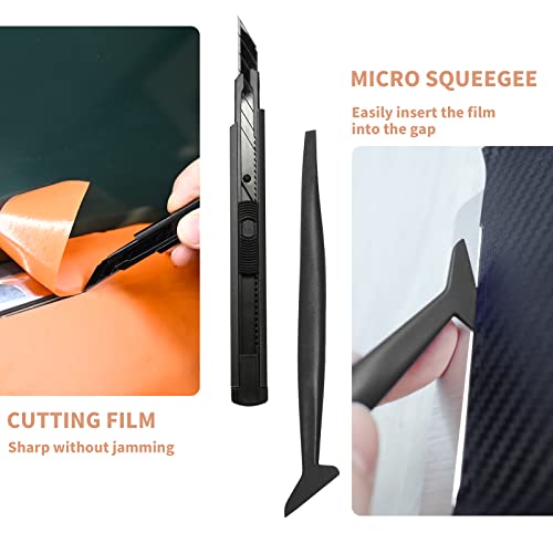 Gomake Vehicle Vinyl Wrap Window Tint Film Tool Kit Include 4 Inch Felt Squeegee, Retractable 9mm Utility Knife and Blades, Zippy Vinyl Cutter and Mini Go Corner Squeegee for Car Wrapping (5 Tools) | Vinyl Wrap Squeegee Tool, 9mm Utility Knife, Film Cutte