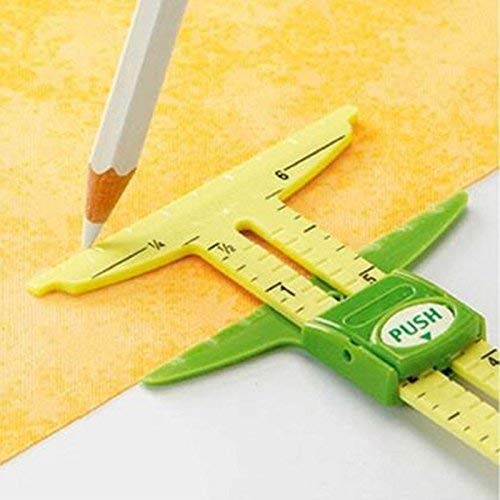 HONEYSEW 5-in-1 Sliding Gauge Measuring Sewing Ruler Tool for Sewing,Crafting, Marking Button Holes,Hem Gauge, Circle Compass, T Gauge (2pcs Sliding Guage only)
