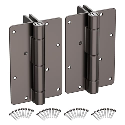 5-3/4" Self Closing Aluminum Gate Hinges for Metal Pool Gates,Heavy Duty Fence Door Hinges with Adjustable Tension for Vinyl Fence,Legged Hinges for Indoor Outdoor,Gate Hardware,2Pack,Satin Bronze - color: Satin Bronze