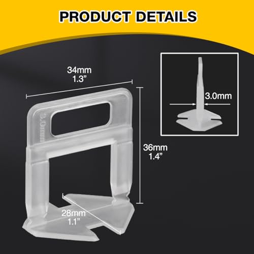 600 Piece Tile Leveling System Clips, 1/8 Inch Tile Leveler Clips
