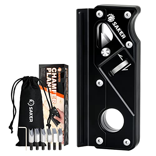 Saker Chamfer Plane-Woodworking Edge Corner Flattening Tool with Auxiliary Locator,Hand Chamfering Planer Suitable for Quick Edge Trimming of Wood (Combination upgrade-6 Cutter Heads, Black) - size: Combination upgrade - 6 Cutter Heads