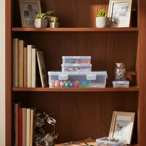 Jetec 6 Pieces Small Clear Plastic Storage Box, 4 Size - size: Mixed Sizes