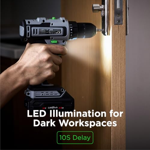 20V Cordless Drill Set, 3/8-Inch Keyless Chuck Electric Drill - color: L901-green