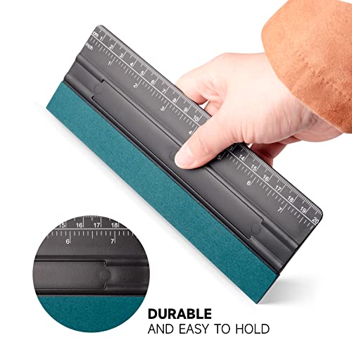 FOSHIO 8 Inch Felt Squeegee for Vinyl wtih Ruler 20CM 4 Round Corners Universal Card, Window Tint Film Installing Hard Black PP Car Vinyl Wrap Scraper Tool - color: Black, size: 8 Inch