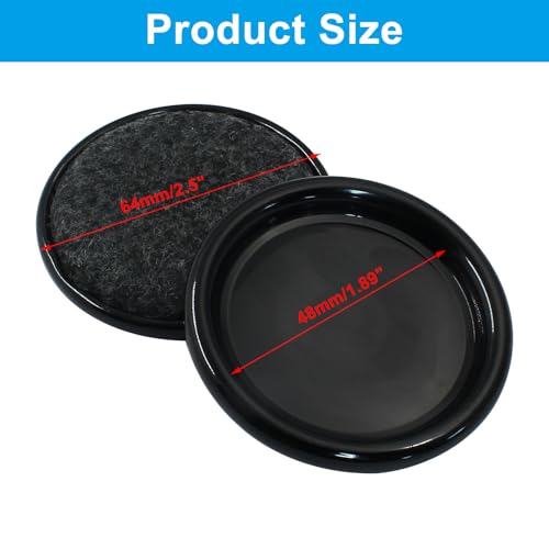 8Pcs Felt Furniture Sliders, Round, 2.5 inch Dia, Black/Gray - size: Round, 2.5 inch Diameter