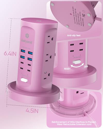 Power Strip Tower, kakyanill Charging Station 9 AC Outlets 8 USB Ports - color: Purple, size: 24W