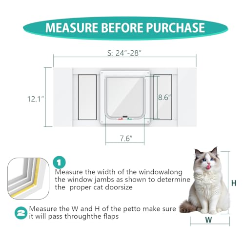 Aluminum Cat Door for Windows - Adjustable to Fit Window Width 24"-28" - size: Fit 24"-28" Window