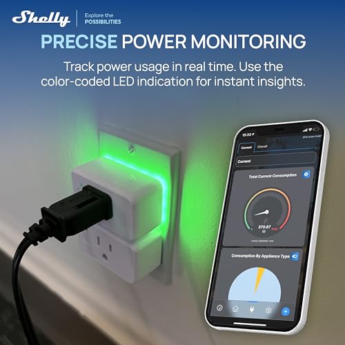 Shelly Smart Plug UL, WiFi, Bluetooth, Zigbee, Matter Outlet with Power Metering, Works with HomeKit, Google Home, Alexa, Home Assistant, Smart Socket, Easy Setup, Remote Control, Plug US Gen4 White - color: White