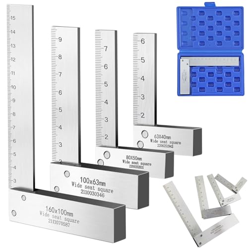 Machinist Square with Scale 2, 3, 4, 6 Inch, Atarvana 90 Degree Carpenter Square, Harden Carbon Steel Engineer Square Hard Steel Construction for Precision Layout and Measurement Woodworking