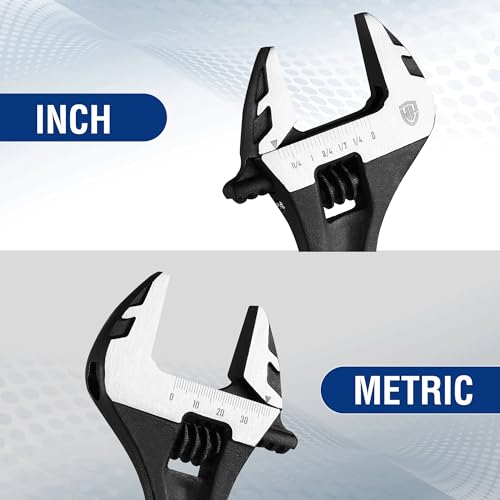 WORKPRO 2-Piece Adjustable Wrench Set, 6" & 10", Cr-V Steel, Black Oxide - color: Black, size: 6 & 10 inch