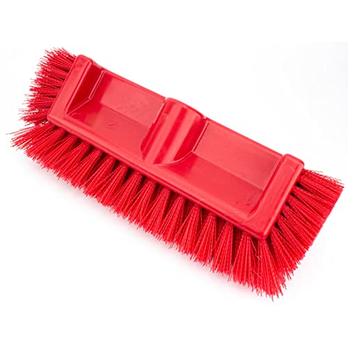 SPARTA Multi-Level Tile Scrub Brush 12" Wide Brush Head, Heavy-Duty Tile Cleaning Brush with End Bristles for Commercial Tiles, Tubs and Floor, Plastic, 12 Inches, Red - color: Red