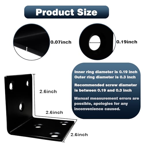 25PCS L Brackets, 2.6" 304 Stainless Steel Brackets, Black - size: 25PCS-2.6'' L Brackets